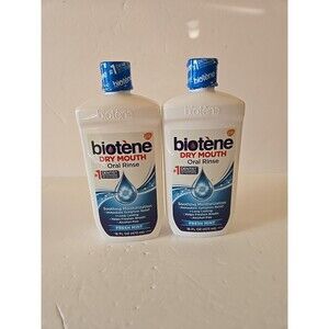 2 Biotene Oral Rinse Moisturizing Dry Mouth Relief  FRESH MINT 16 OZ Each 7/2027